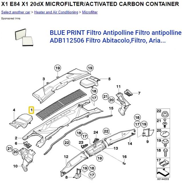 BMW X1 E84 - Filtro abitacolo X1 E84 | BMWpassion forum e blog